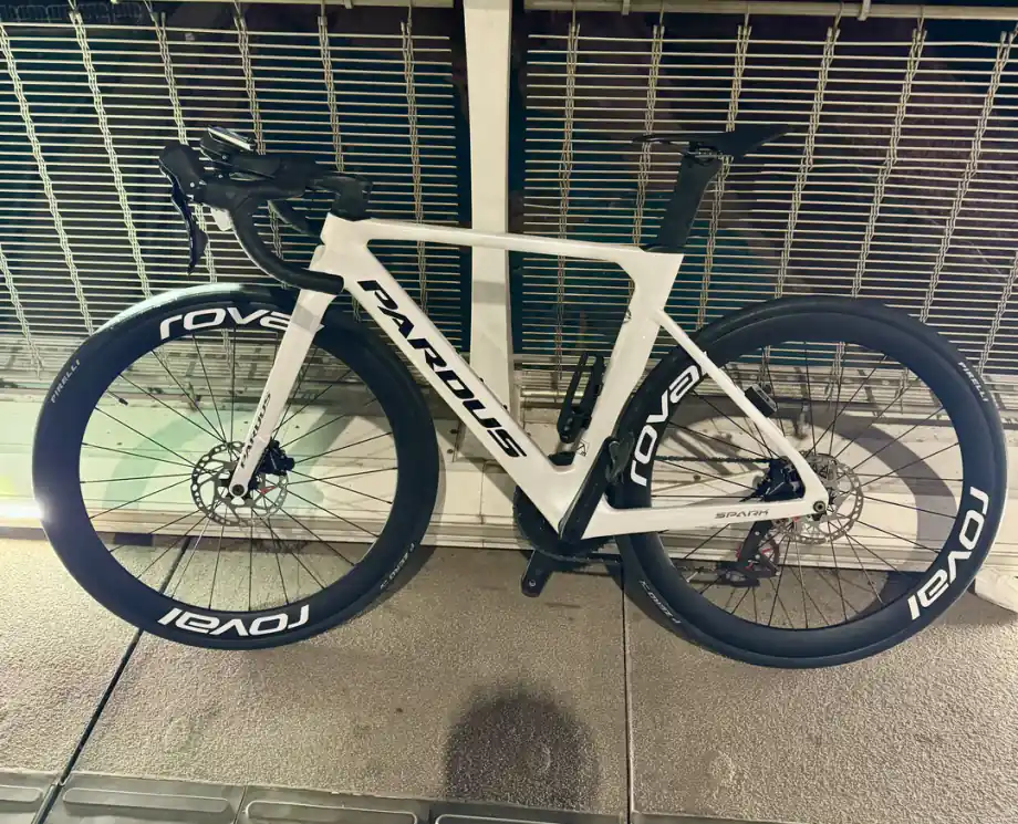 Quoted public-post photo of a white PARDUS Spark RS custom road build